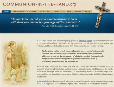 I don't mind telling you of the relief i felt as a third grader when we were allowed to receive in the hand. The Pinoy Catholic: Communion in the Hand Website
