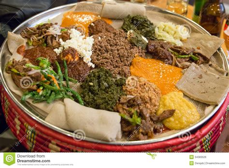 Injera Be Wot Traditional Ethiopian Food Royalty Free