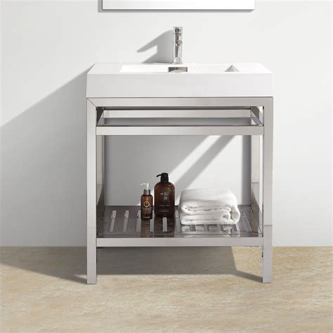Our luxury bathroom vanity units are perfect for adding extra storage and a high end look to your our attractive selection of bathroom sink vanity units is specifically designed to go with our other. Kube Bath Cisco 30" Modern Stainless Steel Vanity Base ...