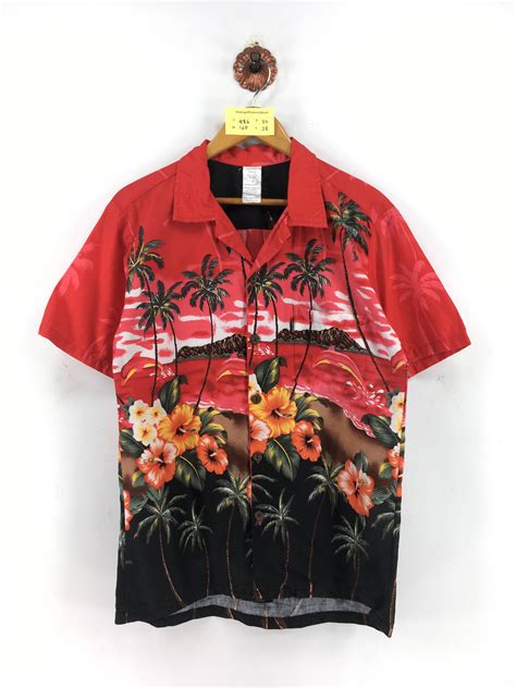Aloha Wear Palmwave Hawaiian Cotton Shirt Mens Vintage Size M Grailed