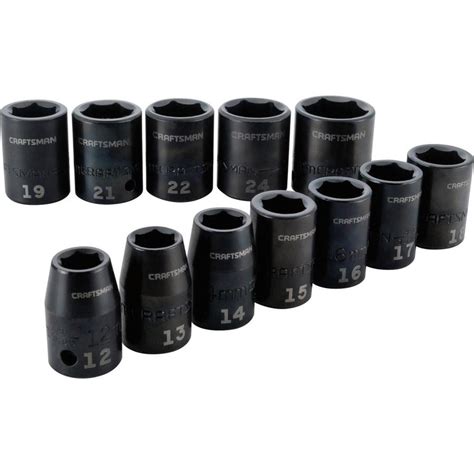 Craftsman 12 Piece 12 In Drive Shallow 6 Point Metric Impact Socket