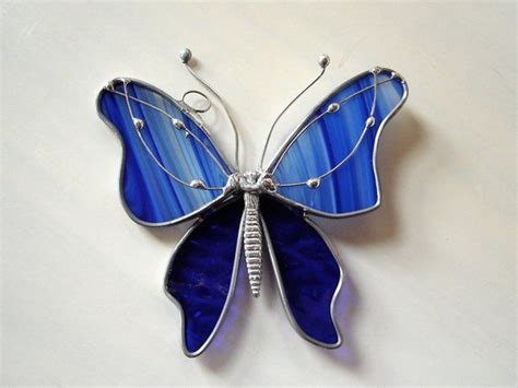 Cobalt Blue Swirls Stained Glass Butterfly Etsy Glass Butterfly
