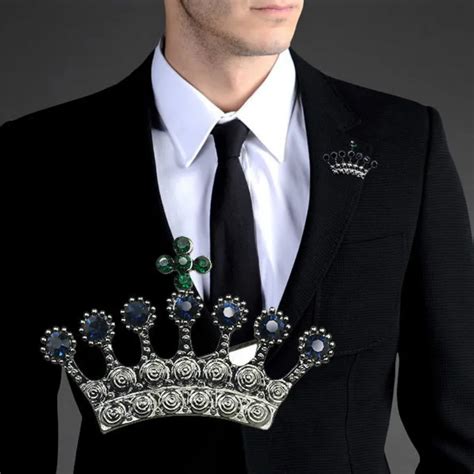 Crown Brooch Men Suit Brooches Vintage Homme Elegant Casamento Spille Metal Safety Pin Metalicos