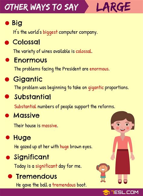 Another Word for “Large” | 160+ “Large” Synonyms with Examples • 7ESL ...