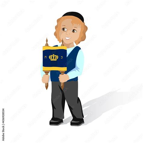 A Jewish Boy With A Torah Scroll Clip Art For Jewish Holiday Simchat