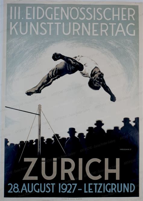 3rd Swiss National Athletics Day Zurich 1927 Artifiche Swiss Poster