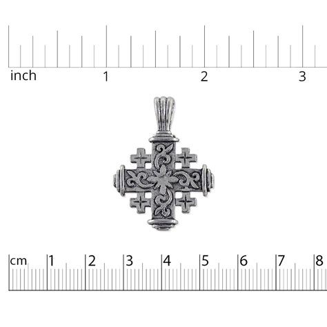 Jerusalem Cross Pendant 36x27mm Pewter Antique Silver Plated 1 Pc