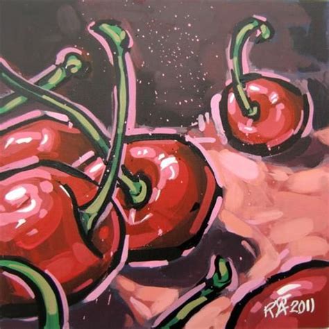 Cherries 3 Mini Original Fine Art For Sale Roger Akesson