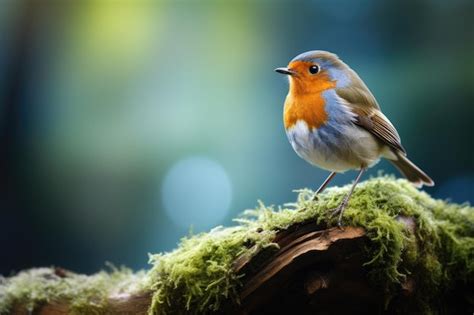 Premium Ai Image A Small Bird Sitting On Top Of A Moss Covered Log