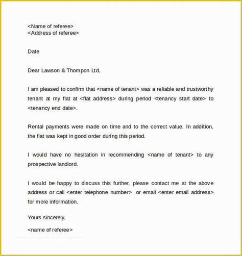 Character Reference Letter For Landlord Sample Invitation Template