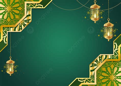 Green Islamic Ramadan Lantern Pattern Border Background Islamic