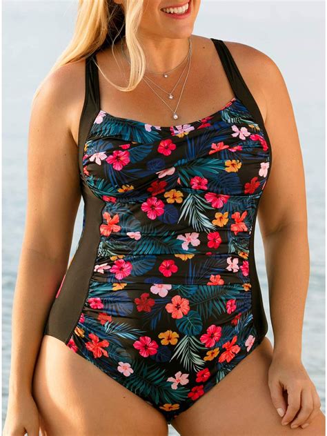 Womens One Piece Swimsuits Elegant Inspired Vintage Pin Up Monokini Tummy Control Swimwear