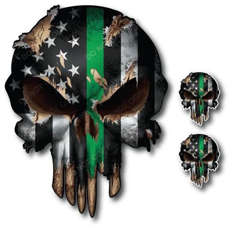 The skull is similar to the police version but the blue line is replaced with a red line.909192. Punisher Skull Thin Green Line - Punisher skull ...