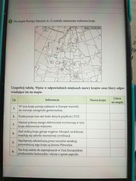Mapę europy masz w małym palcu? Na mapie europy literami A-G zostaly oznaczone wybrane ...
