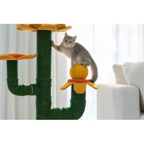 Wrapped in six different colored rope and small in size to go in any room. Lavish Cactus Cat Tree