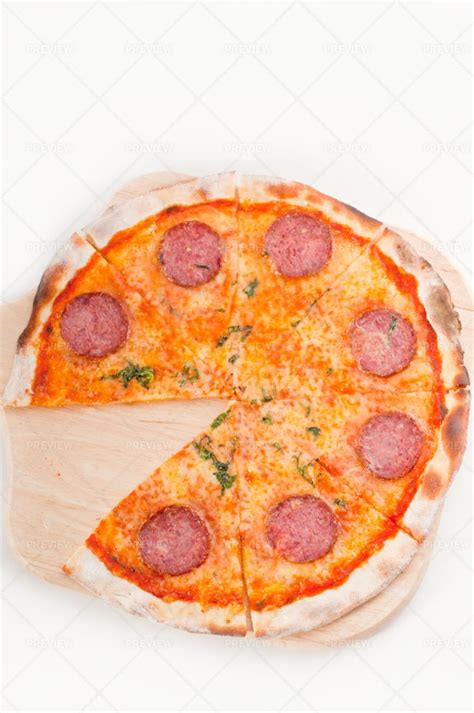 Pepperoni Pizza Sliced Stock Photos Motion Array