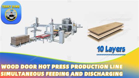 Wood Door Hot Press Production Line Of 10 Layers With Simultaneous