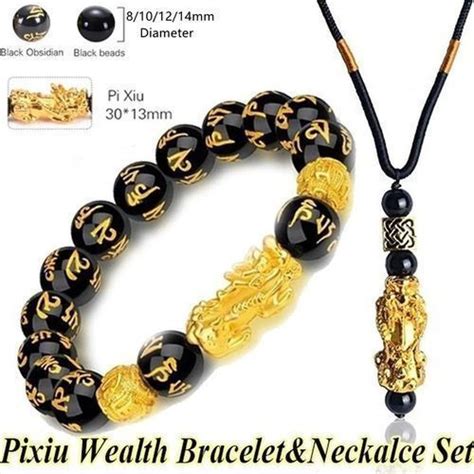 Shop Fashion Feng Shui Pixiu Black Obsidian Wealth Bracelet Necklace