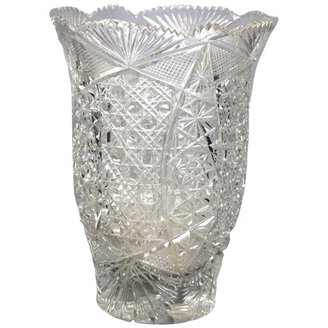 Vintage American Brilliant Cut Glass Hob Star Pineapple Fluted Sawtooth Top Vase Agrohort Ipb