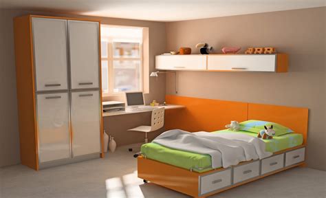 Wallpaper Colorful Toys Room Bed Table Computer Orange Bedroom