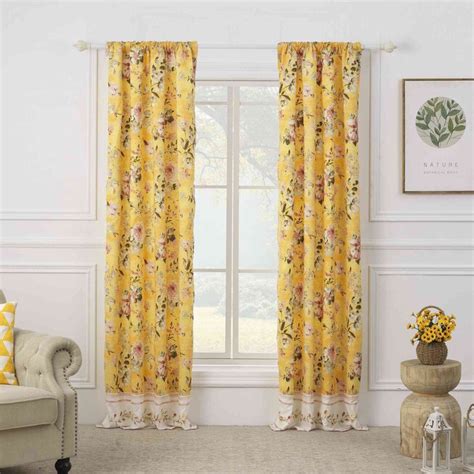 Finley Yellow Curtain Panel Pair Brylane Home