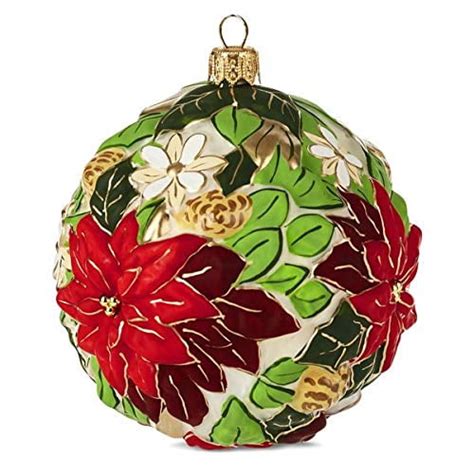 Hallmark Poinsettia Ball Blown Glass Ornament