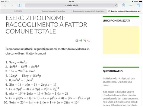In ciascun esercizio è indicato quante volte potete applicarlo prima di ottenere fattori non. polinomi | Matebook