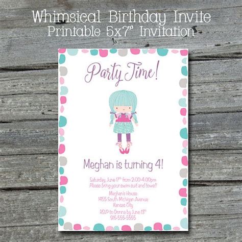Whimsical Birthday Invitation Cute Printable Invite For Birthday