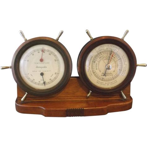 Airguide Nautical Ships Wheel Weather Station Barometer Hygrometer