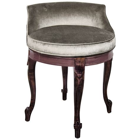 Featuring a cushioned seat and backrest that can swivel. 1940's Hollywood Style Swivel Vanity Stool w/ Cabriole ...