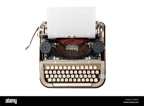 Vintage Typewriter Isolated On White Background With Blank Textured