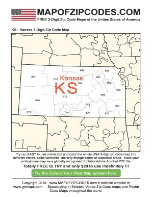 Fillable Online Ks Kansas Zip Code Map A Bespoke Usa Zip Code Map Designed To Incorporate The
