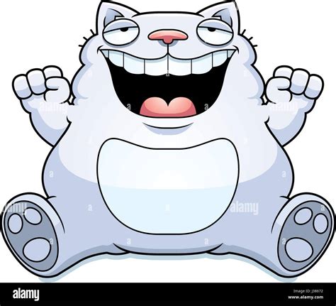 A Cartoon Illustration Of A Fat Cat Smiling And Sitting Stock Vector