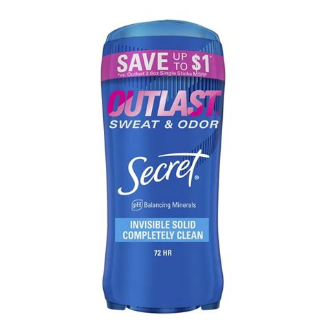 secret outlast invisible solid antiperspirant and deodorant completely clean 2 6 oz pack of 2