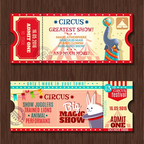 Circus show two vintage tickets set 466093 Vector Art at ...
