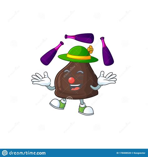 Mascot Cartoon Style Of Chocolate Conitos Playing Juggling On Stage