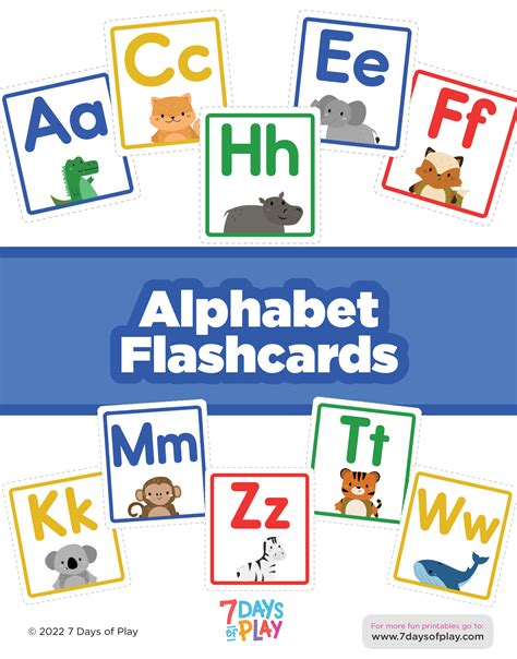 Uppercase And Lowercase Alphabet Flashcards 7 Days Of Play