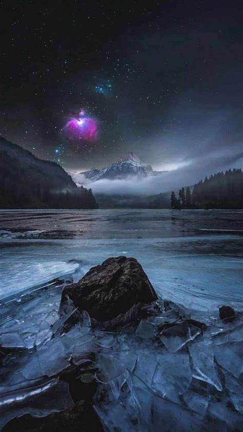 Frozen Lake And Galaxy Iphone 14 Wallpaper Iphone Wallpapers Wallpaper
