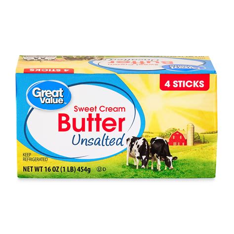 Great Value Sweet Cream Unsalted Butter Sticks 16 Oz