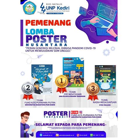 Mahasiswa Pbsi Ppkn Unp Kediri Juara Sekaligus Juara Favorit Lomba Poster Tingkat Nasional