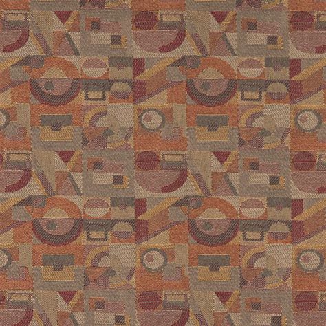 Gold Burgundy Orange Abstract Geometric Durable Upholstery Fabric By