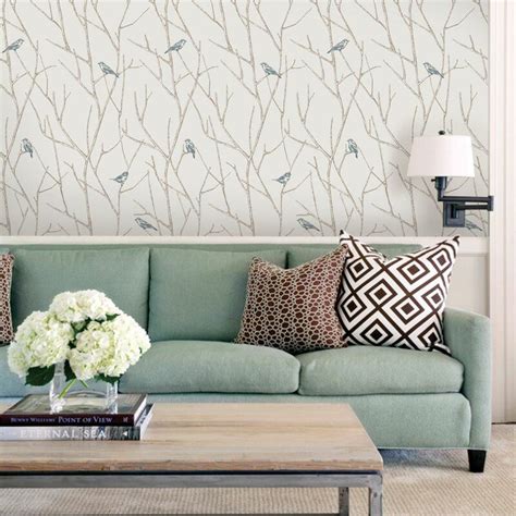 Branch Birds Peel And Stick Wallpaper Panel In 2020 Peel And Stick