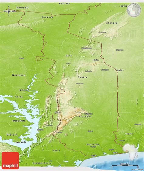 Physical Panoramic Map Of Togo