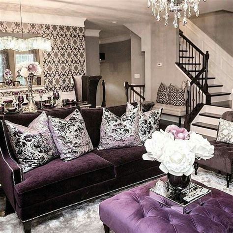 Gorgeouss Decor Patterened With Royal Purple Home Interior Interior