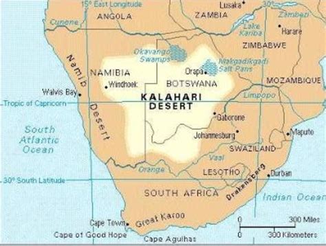 Kalahari Desert Outline Map