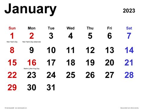 January 2023 Calendar Templates For Word Excel And Pdf