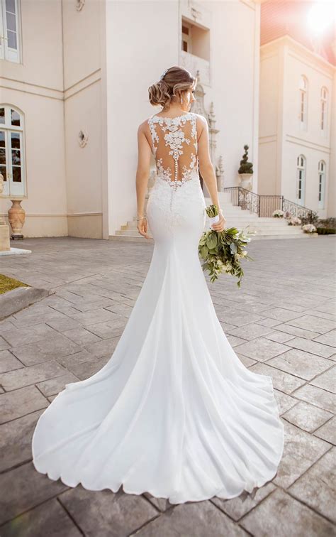 Stay away from gowns that pouffe out at. Lace and Chiffon Beach Wedding Dress with Illusion Bodice ...