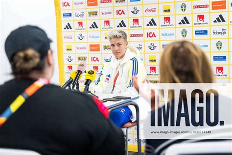 Lina Hurtig Of The Swedish Women S National Football Team Is Interviewed At A Press Event