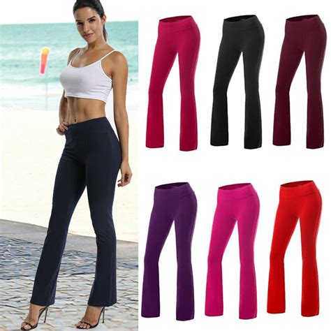 Women High Waist Ol Harem Boot Cut Yoga Pants Casual Stretch Sports Trousers Ncw Ebay