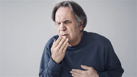 Elderly Man Coughing On Isolated Background Sibamed